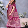 Pleasurable Purple Ajrak Printed Soft Silk Saree With Fragrant Blouse Piece