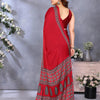Girlish Red Ajrak Printed Soft Silk Saree With Ephemeral Blouse Piece