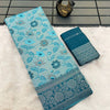 Outstanding Sky Soft Banarasi Tissue Silk Saree With Scintilla Blouse Piece