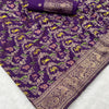 Lustrous Royal Purple Soft Banarasi Silk Saree With Eclat Blouse Piece