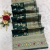 Beguiling Dark Green Soft Banarasi Silk Saree With Lissome Blouse Piece