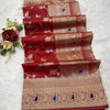 Enthralling Red Soft Banarasi Silk Saree With Lovely Blouse Piece