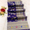 Woebegone Royal Blue Soft Banarasi Silk Saree With Demure Blouse Piece