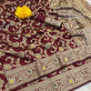Serendipity Maroon Soft Banarasi Silk Saree With Imbrication Blouse Piece