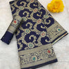 Resplendent Navy Blue Soft Banarasi Silk Saree With Scrumptious Blouse Piece