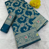 Enigmatic Rama Soft Banarasi Silk Saree With Adorable Blouse Piece