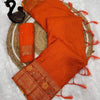 Beautiful Orange Soft Banarasi Silk Saree With Snazzy Blouse Piece