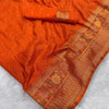 Beautiful Orange Soft Banarasi Silk Saree With Snazzy Blouse Piece