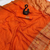 Beautiful Orange Soft Banarasi Silk Saree With Snazzy Blouse Piece