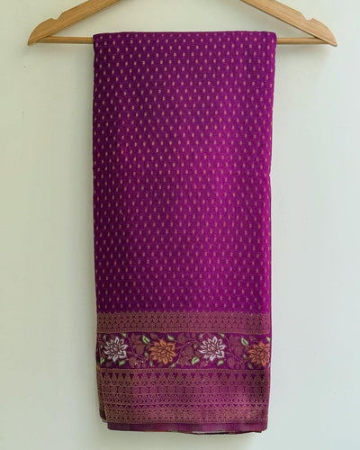 Beautiful Purple Soft Banarasi Silk Saree With Snazzy Blouse Piece