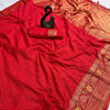 Beautiful Red Soft Banarasi Silk Saree With Snazzy Blouse Piece
