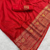 Beautiful Red Soft Banarasi Silk Saree With Snazzy Blouse Piece