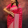 Lassitude Dark Pink Soft Silk Saree With Scintilla Blouse Piece