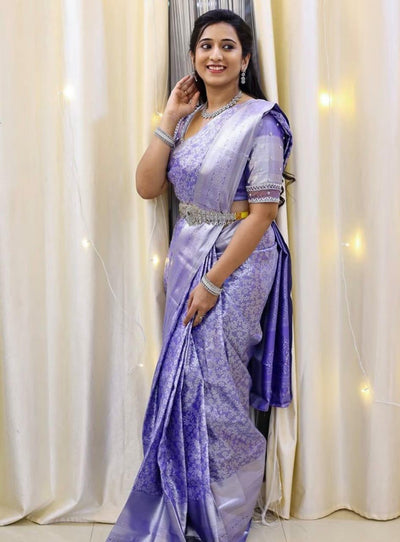 Desultory Lavender Soft Silk Saree With Majesty Blouse Piece
