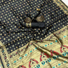 Amazing Black Paithani Silk Saree With Gratifying Blouse Piece