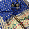 Grandiose Navy Blue Paithani Silk Saree With Majesty Blouse Piece