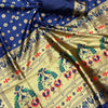 Grandiose Navy Blue Paithani Silk Saree With Majesty Blouse Piece