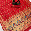 Effulgent Red Paithani Silk Saree With Jazzy Blouse Piece