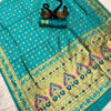 Enigmatic Turquoise Paithani Silk Saree With Elegant Blouse Piece