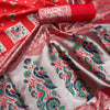 Flamboyant Red Paithani Silk Saree With Hypnotic Blouse Piece