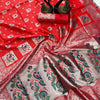 Flamboyant Red Paithani Silk Saree With Hypnotic Blouse Piece