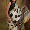 Engaging Beige Digital Printed Crape Silk Saree With Blooming Blouse Piece