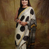 Engaging Beige Digital Printed Crape Silk Saree With Blooming Blouse Piece