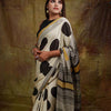 Engaging Beige Digital Printed Crape Silk Saree With Blooming Blouse Piece