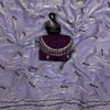 Stylish Lavender Sequence Work Fandy Silk Saree With Elegant Blouse Piece
