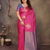 Mesmerising Dark Pink Soft Banarasi Silk Saree With Adorable Blouse Piece