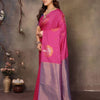 Mesmerising Dark Pink Soft Banarasi Silk Saree With Adorable Blouse Piece