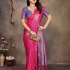 Mesmerising Dark Pink Soft Banarasi Silk Saree With Adorable Blouse Piece