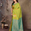 Engrossing Green Soft Banarasi Silk Saree With Gossamer Blouse Piece