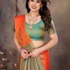 Forbearance Orange Soft Banarasi Silk Saree With Adoring Blouse Piece