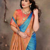 Engaging Firozi Soft Banarasi Silk Saree With Exuberant Blouse Piece