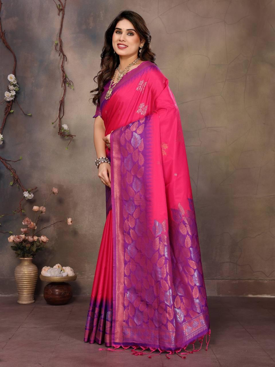 Wonderful Magenta Soft Banarasi Silk Saree With Trendy Blouse Piece