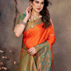 Gratifying Orange Soft Banarasi Silk Saree With Improbable Blouse Piece