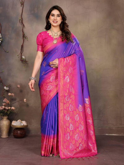 Staring Purple Soft Banarasi Silk Saree With Capricious Blouse Piece