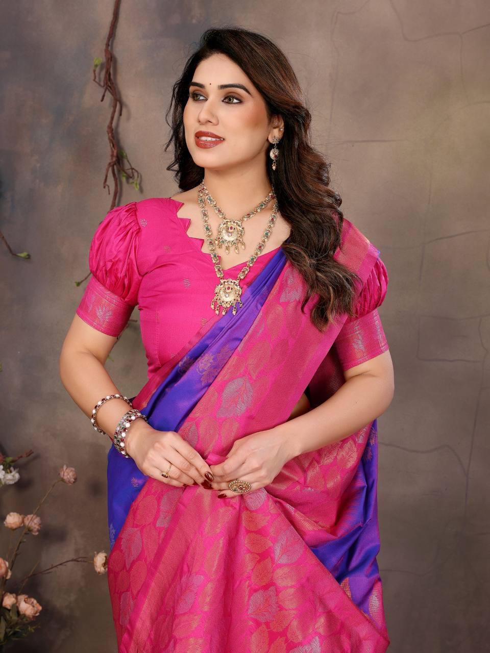 Staring Purple Soft Banarasi Silk Saree With Capricious Blouse Piece