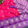 Prominent Dark Pink Soft Banarasi Silk Saree With Comely Blouse Piece