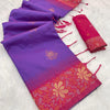 Stylish Purple Soft Banarasi Silk Saree With Inimitable Blouse Piece