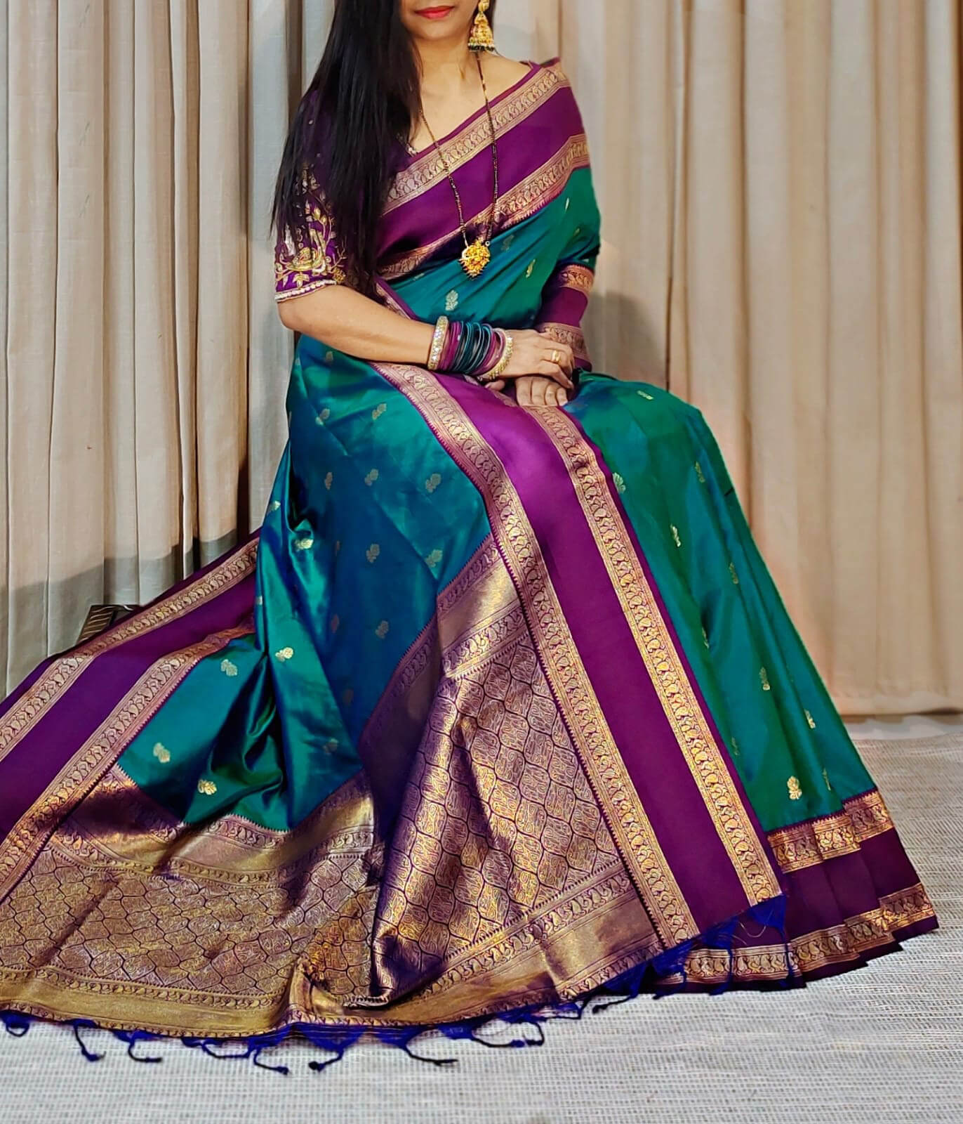 Phenomenal Rama Soft Banarasi Silk Saree With Opulent Blouse Piece