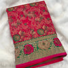 Staring Dark Pink Soft Banarasi Silk Saree With Groovy Blouse Piece