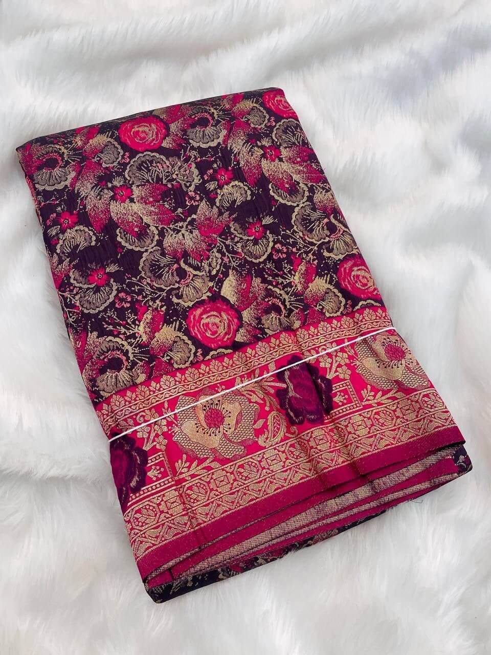 Proficient Wine Soft Banarasi Silk Saree With Marvellous Blouse Piece