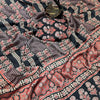 Evocative Black Ajrakh Printed Gajji Soft Silk Saree With Posh Blouse Piece