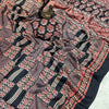 Evocative Black Ajrakh Printed Gajji Soft Silk Saree With Posh Blouse Piece