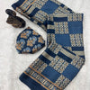 Redolent Blue Ajrakh Printed Gajji Soft Silk Saree With Deserving Blouse Piece