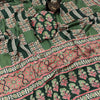 Exemplary Dark Green Ajrakh Printed Gajji Soft Silk Saree With Fragrant Blouse Piece