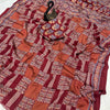 Glamorous Maroon Ajrakh Printed Gajji Soft Silk Saree With Assemblage Blouse Piece