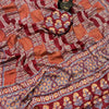 Glamorous Maroon Ajrakh Printed Gajji Soft Silk Saree With Assemblage Blouse Piece